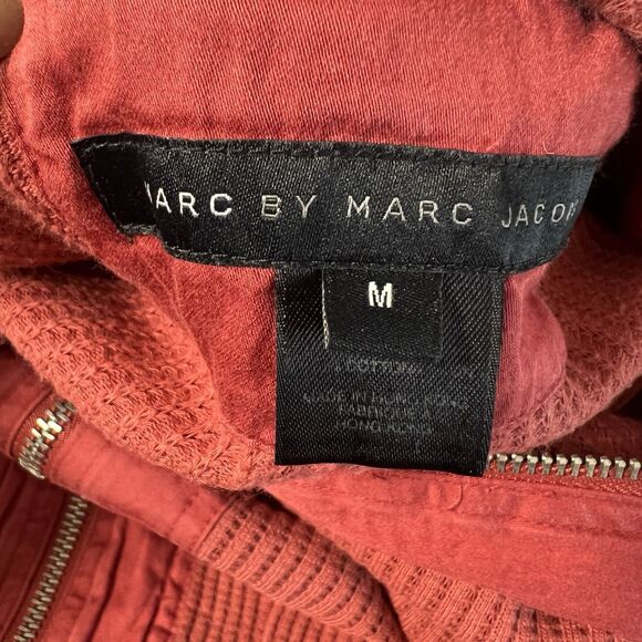 Vintage Marc Jacobs Hoodie Women M Waffle Knit Orange Red Full Zip Hong Kong Y2K - Picture 3 of 6